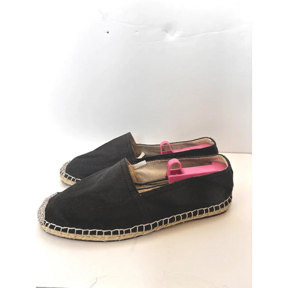 Urban Outfitters UO Black slip-on Espadrilles Canvas Flats‎ Shoes Size 8